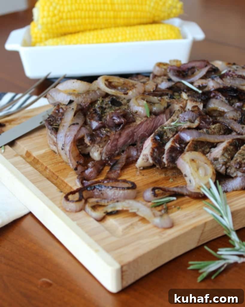 Rosemary Rubbed Rib-Eye with Charred Red Onions