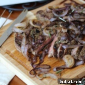 Rosemary Rubbed Rib-Eye with Charred Red Onions