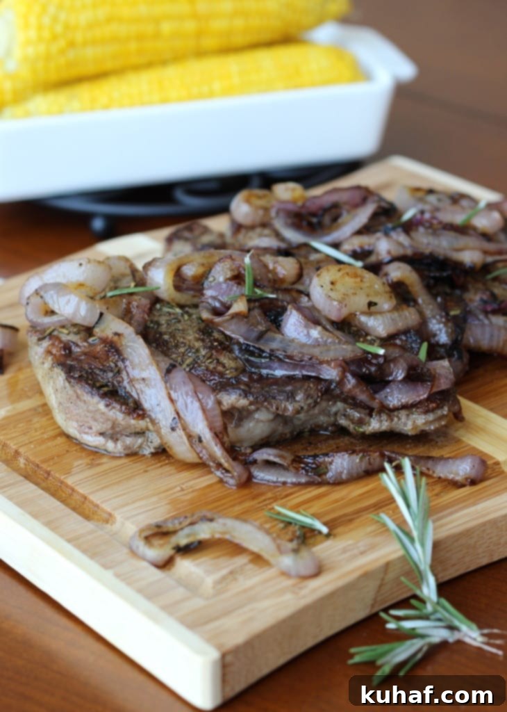 Rosemary Rubbed Rib-Eye with Charred Red Onions