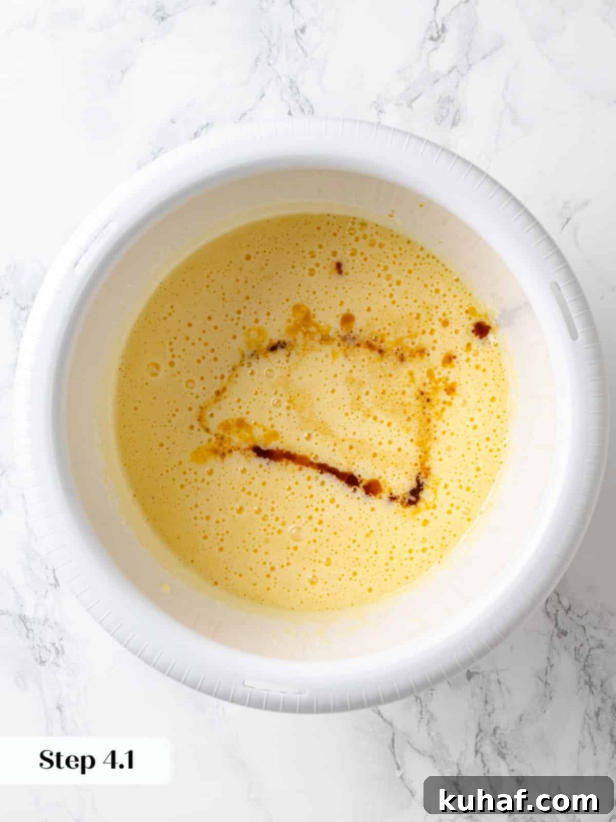 Coffee being added to the wet ingredients.