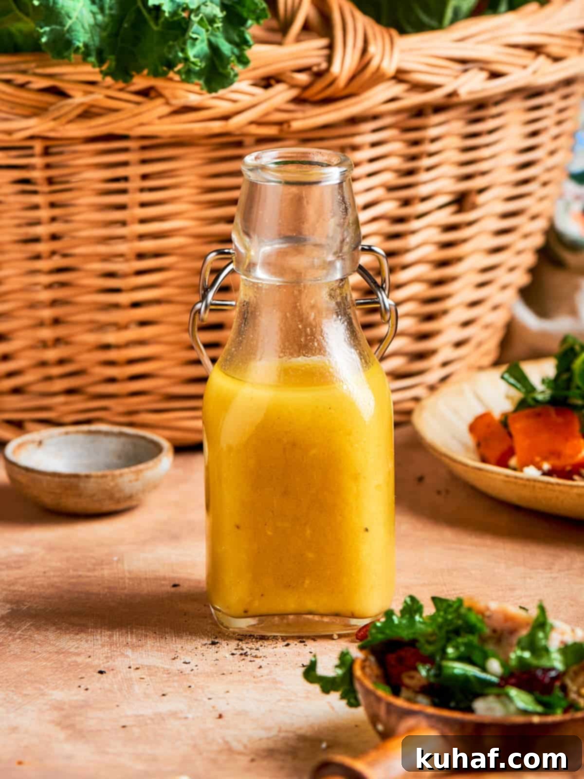 Champagne Vinaigrette Dressing 2 Homemade champagne vinaigrette in a bottle